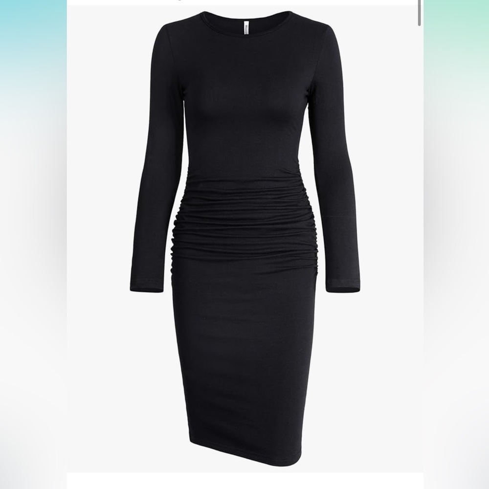 Ruched Casual Midi Bodycon Dress